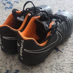Nike Kids Indoor Soccer Cleats - Black with Orange Lining